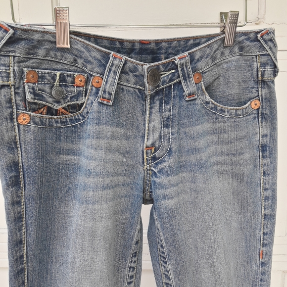 Vintage True Religion Jeans Rainbow Embroidered Bell Bottom All Cotton Flared 28 - Picture 8 of 16